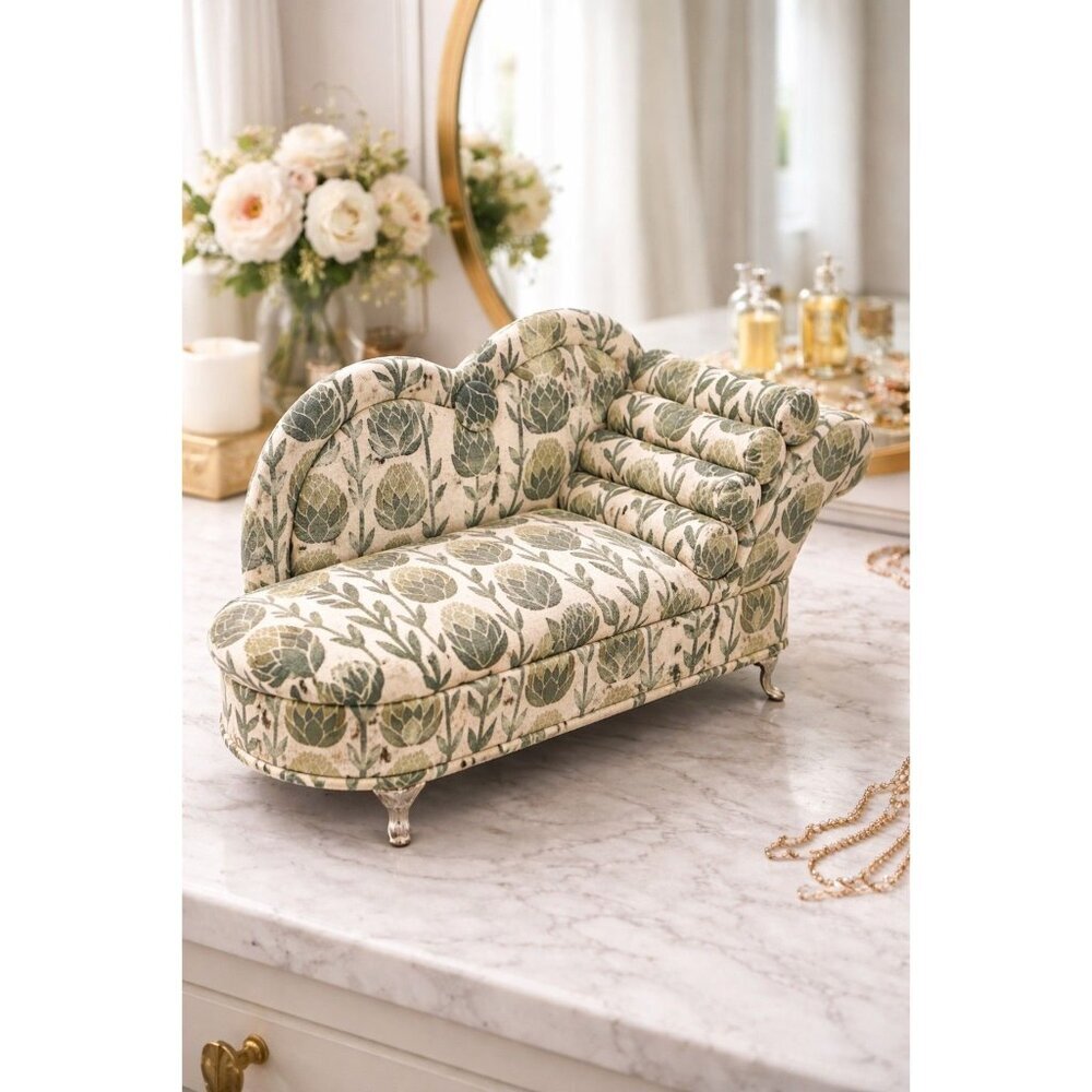 New Green Scandinavian Doll Chaise Jewelry Box Organizer Couch Jewelry Box